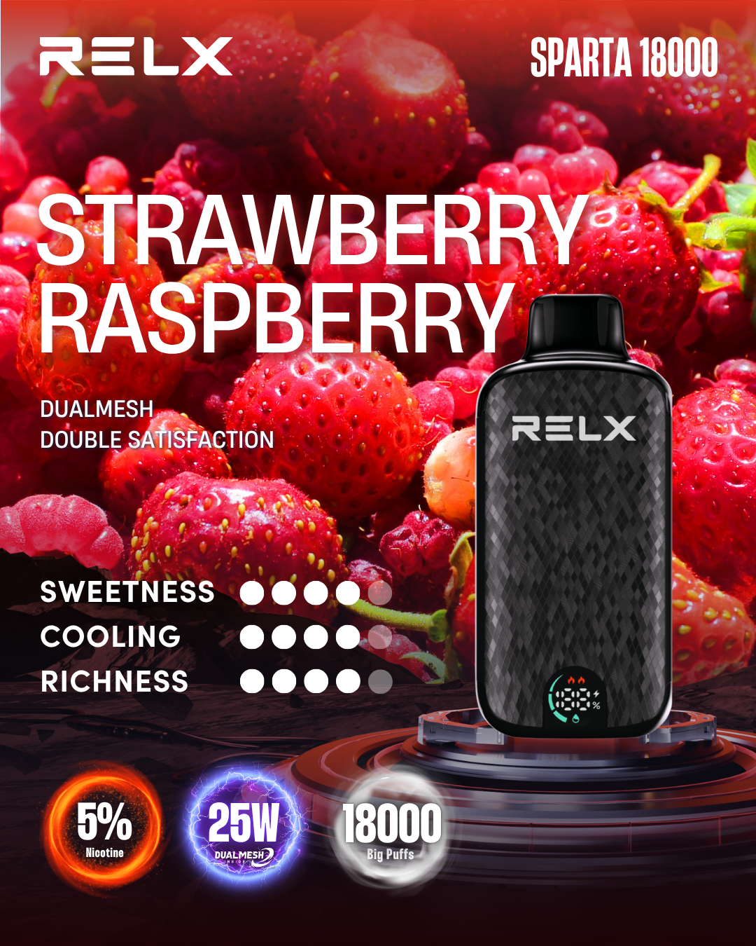 RELX Sparta 18000 Puffs - Strawberry Raspberry