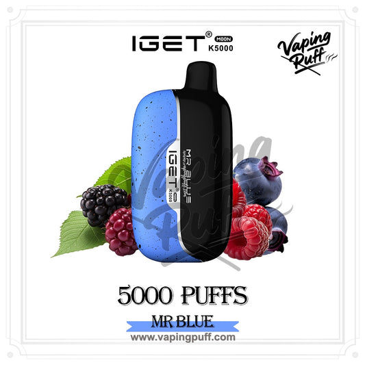 IGET Moon 5000 Puffs Mr Blue disposable vape with berry ice flavour