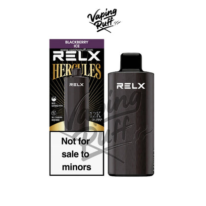 Relx Herc 12000 Puffs disposable vape in Blackberry Ice flavor, refreshing cool vape device.