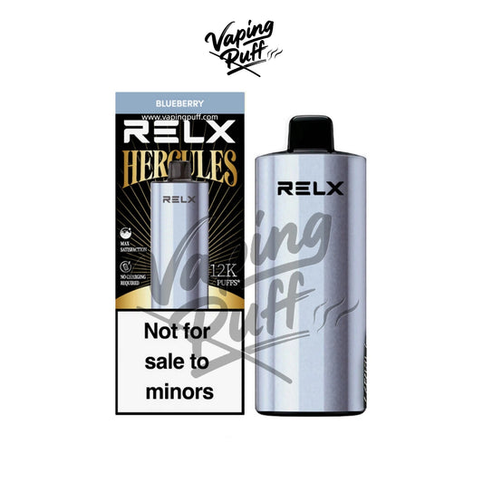 Relx Herc 12000 Puffs disposable vape, delicious blueberry flavor pod.