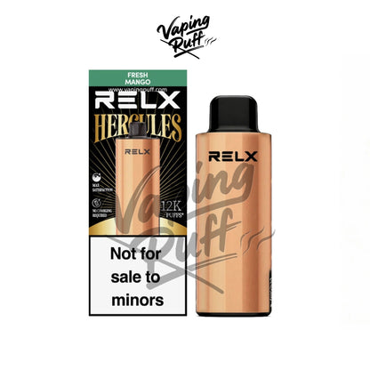 Relx Herc 12000 Puffs vape device, fresh mango tropical fruit flavor.