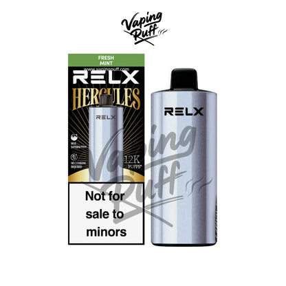 Relx Herc 12000 Puffs disposable vape, cool and crisp fresh mint flavor.