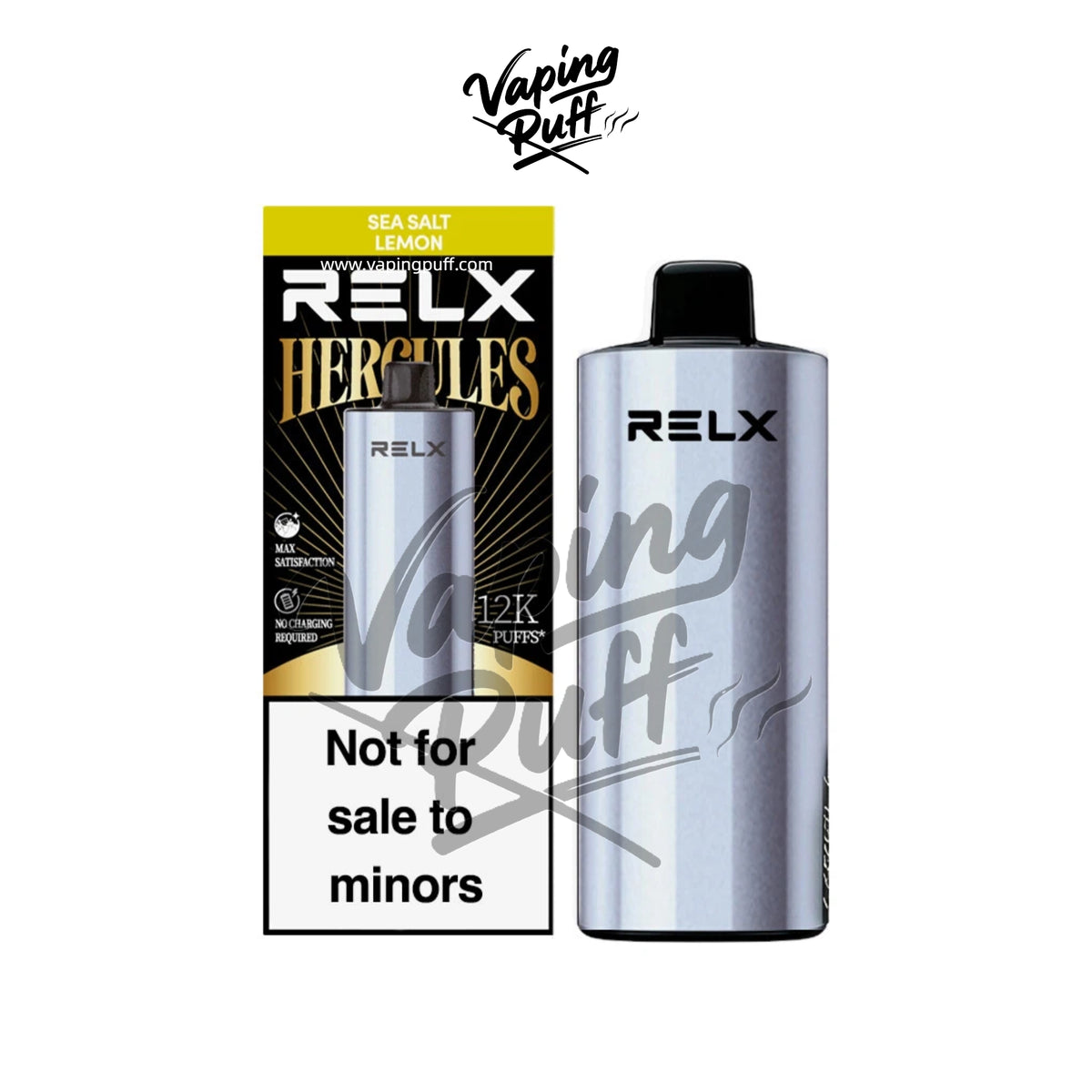 Relx Herc 12000 Puffs disposable vape, unique sea salt lemon flavor.