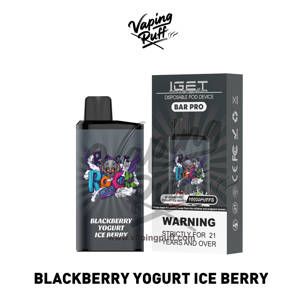 IGET Bar Pro 10000 Puffs disposable vape in Blackberry Yogurt Ice Berry – buy online at VapingPuff Australia.