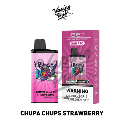 IGET Bar Pro 10000 Puffs disposable vape in Chupa Chups Strawberry – buy online at VapingPuff Australia.