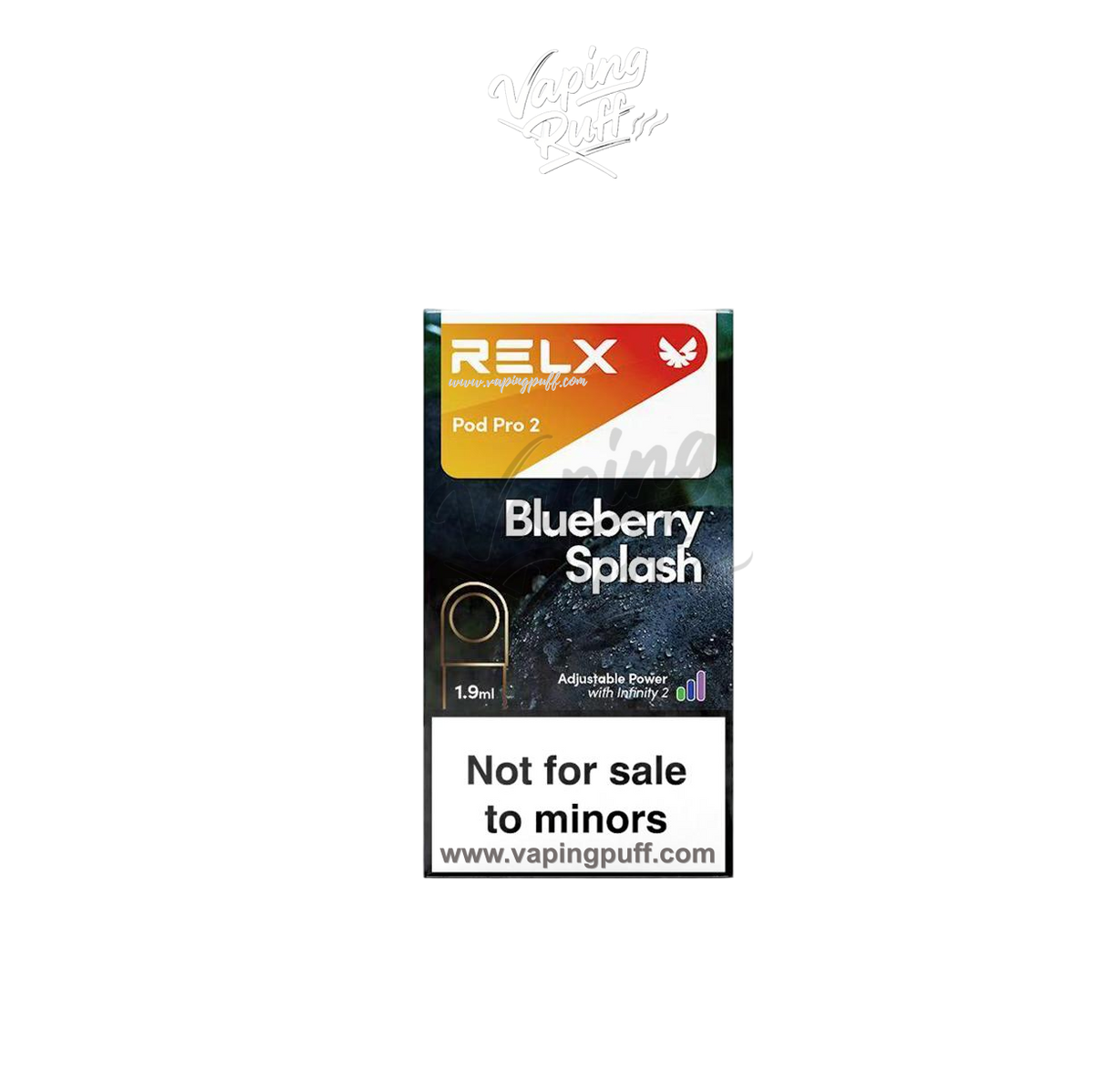 RELX Pod 650 puffs disposable vape in Blueberry Splash – buy online at VapingPuff Australia.